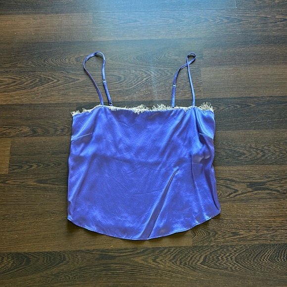 FLEUR DU MAL Silk Straight Neck Cami Purple XS - Picture 4 of 8